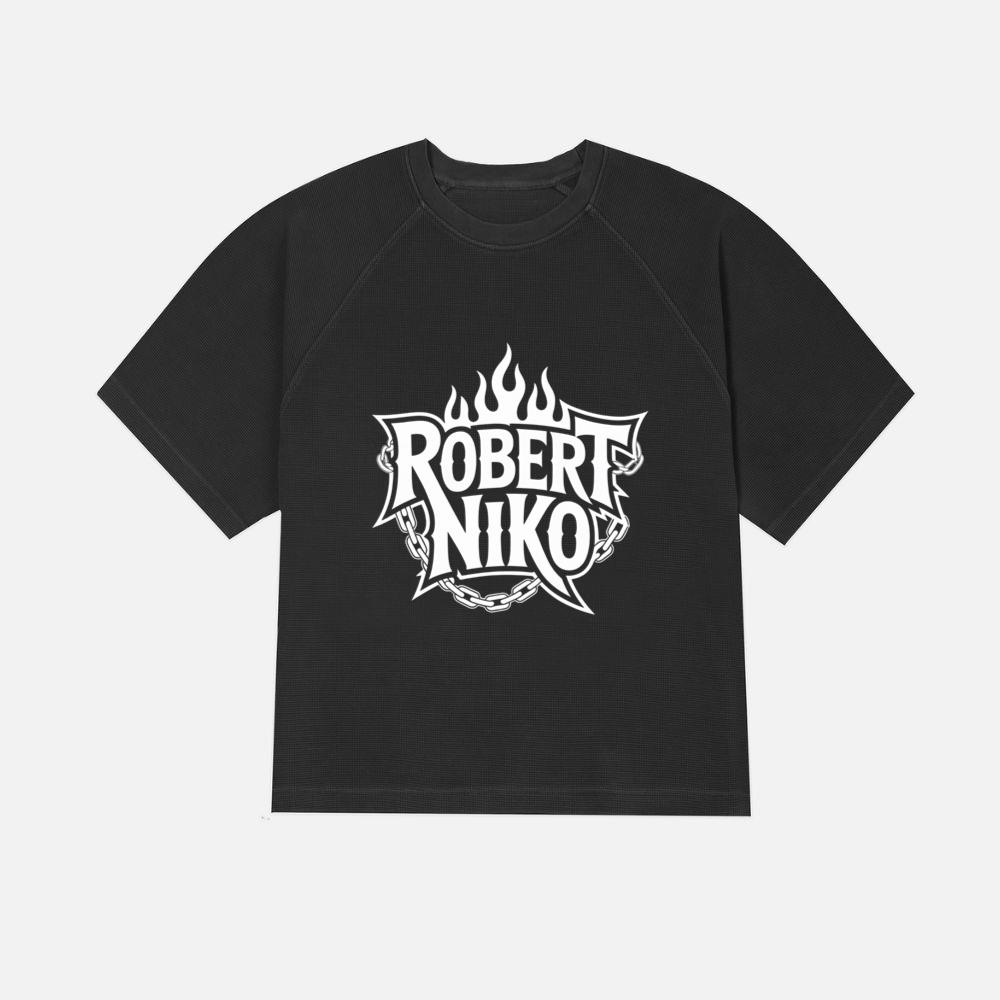 Robert Niko Fire Typography Design T-Shirt - Image 2