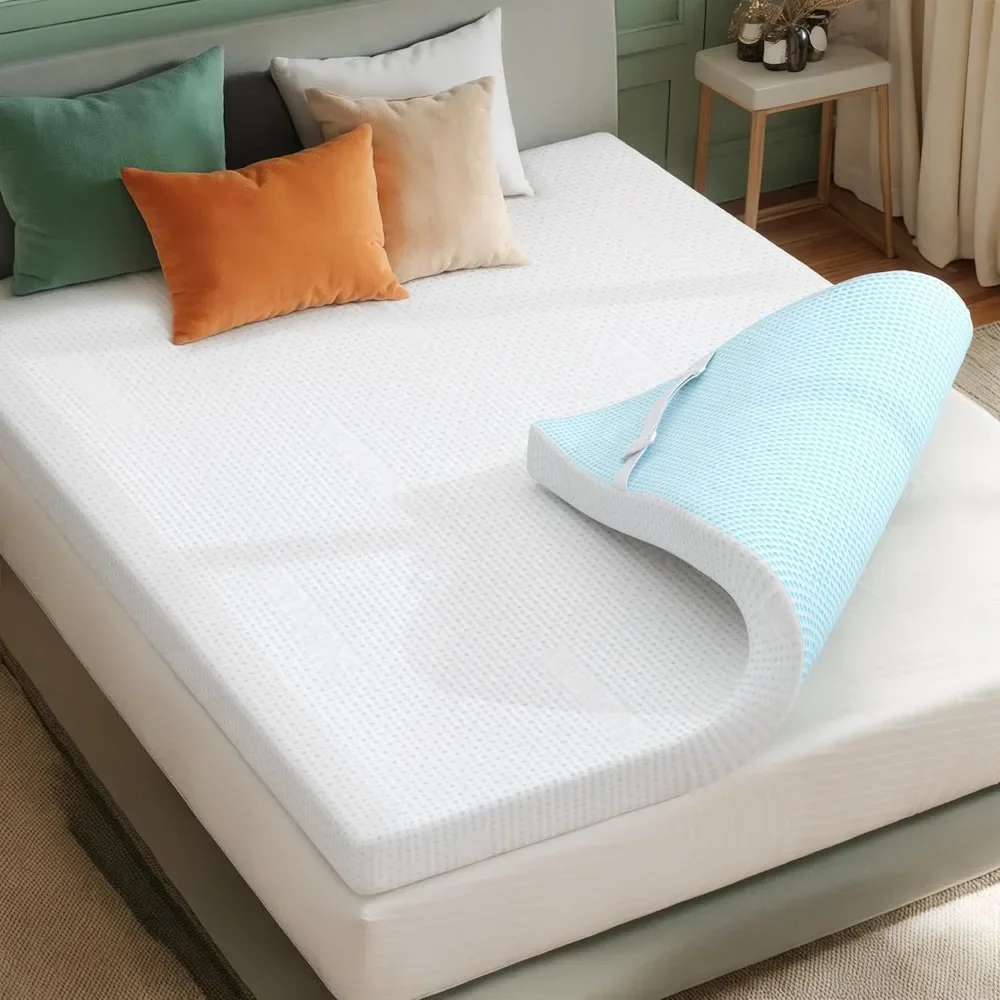 Memory Foam Mattress Topper Queen, 4 Inch Gel Foam Bed Topper with Rayon from Bamboo Cover, Ventilated Mattress Pad for Pressur - Image 2