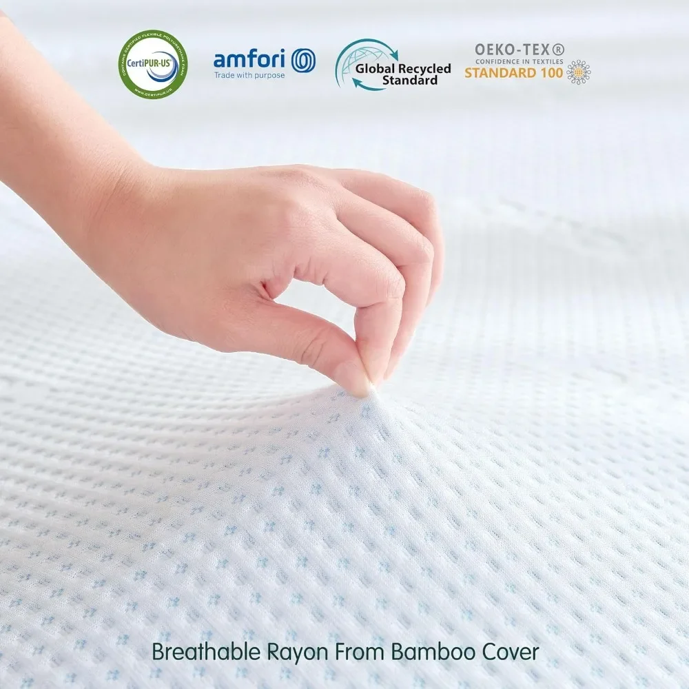 Memory Foam Mattress Topper Queen, 4 Inch Gel Foam Bed Topper with Rayon from Bamboo Cover, Ventilated Mattress Pad for Pressur - Image 3
